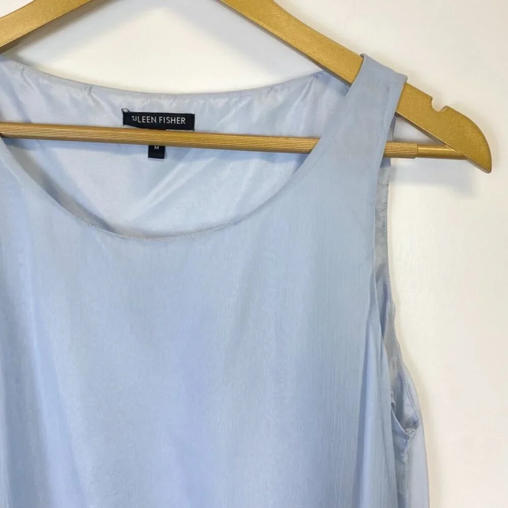Eileen Fisher Blue Two Piece Set Silk Tank and Cardigan